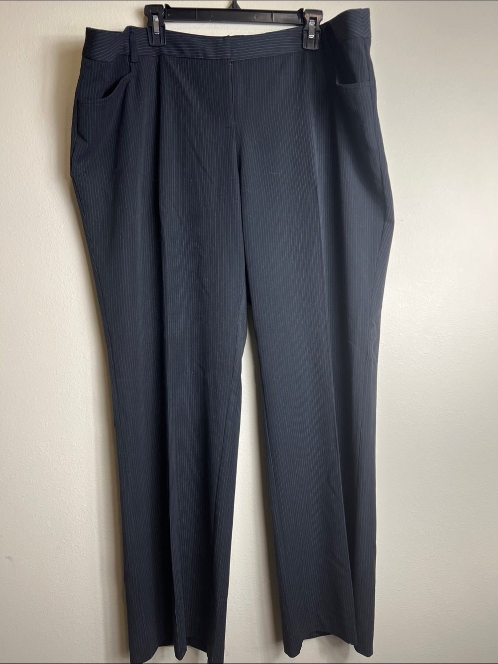 torrid Black Pinstripe Straight-Leg Dress Pants